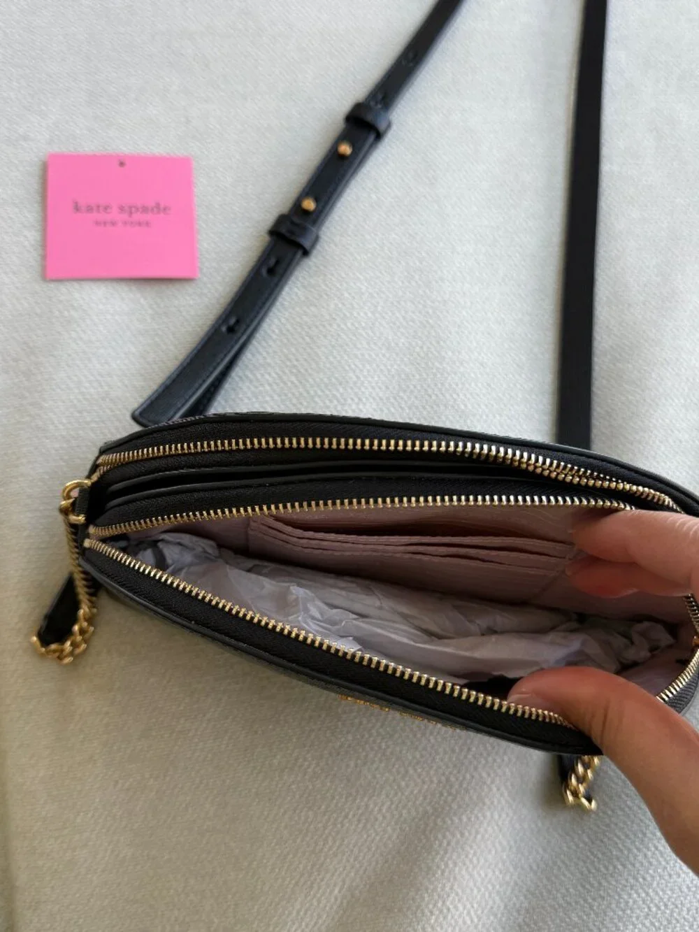 Kate Spade | saffiano double zip dome - black
